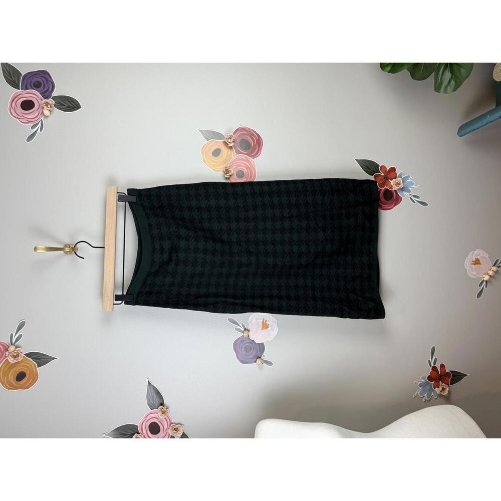 & Other Stories Dark Hunter Green Houndstooth Midi Sweater Skirt - Size - Medium